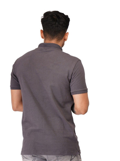 Ecolove Men's Plain Polo T-shirt-Dark Grey