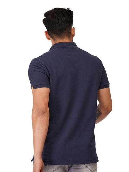 Ecolove Men's Plain Polo T-shirt-Navy