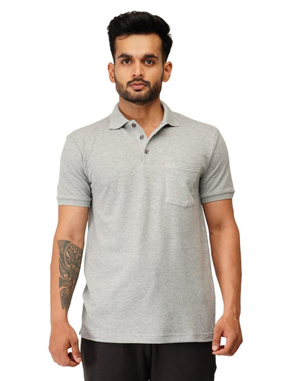 Ecolove Men's Plain Polo T-shirt - Grey