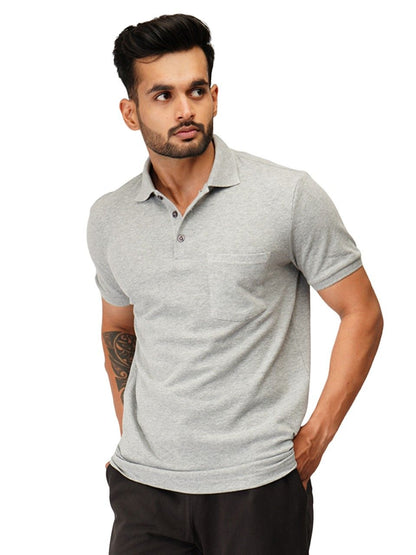 Ecolove Men's Plain Polo T-shirt - Grey