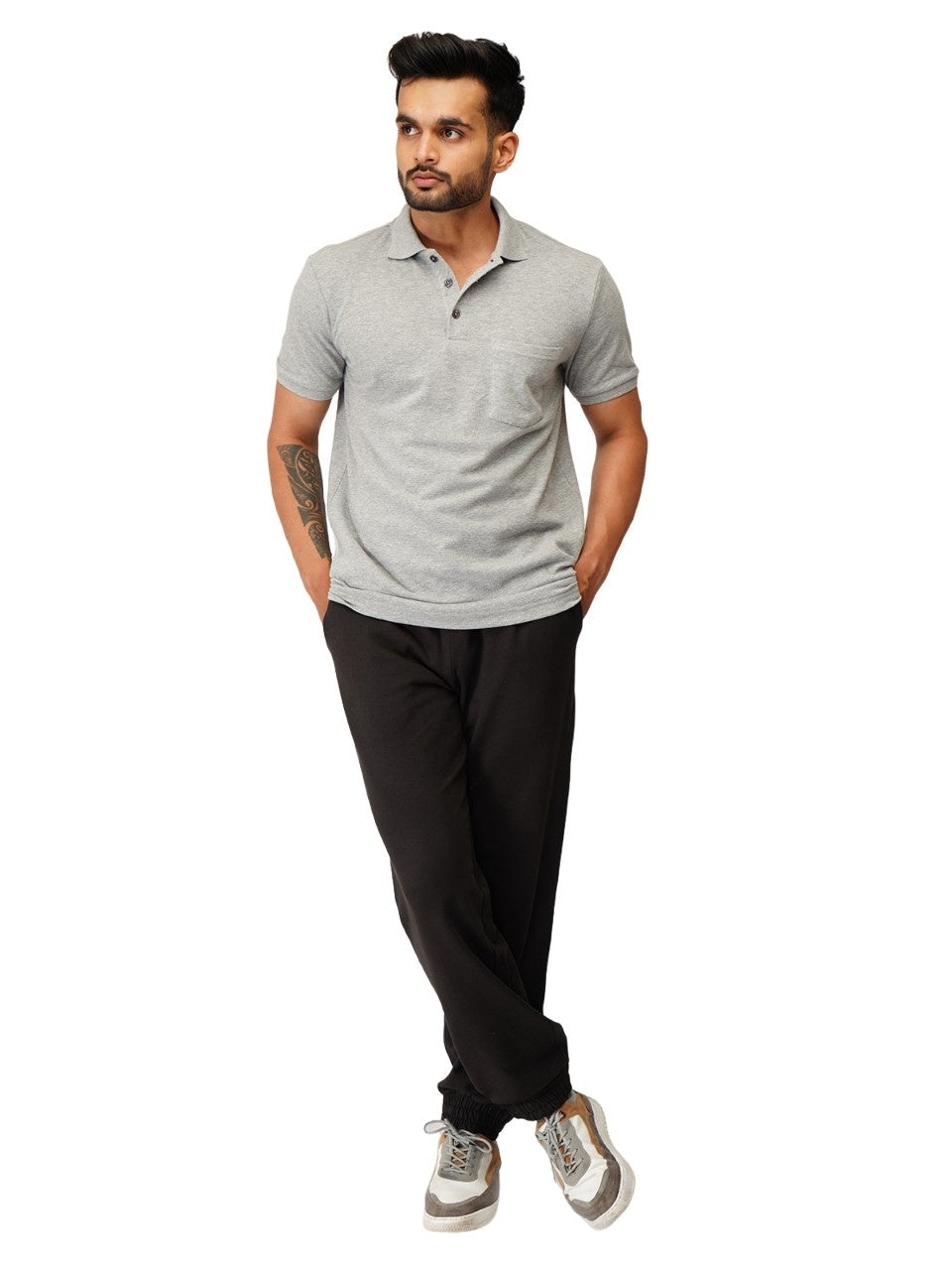 Ecolove Men's Plain Polo T-shirt - Grey