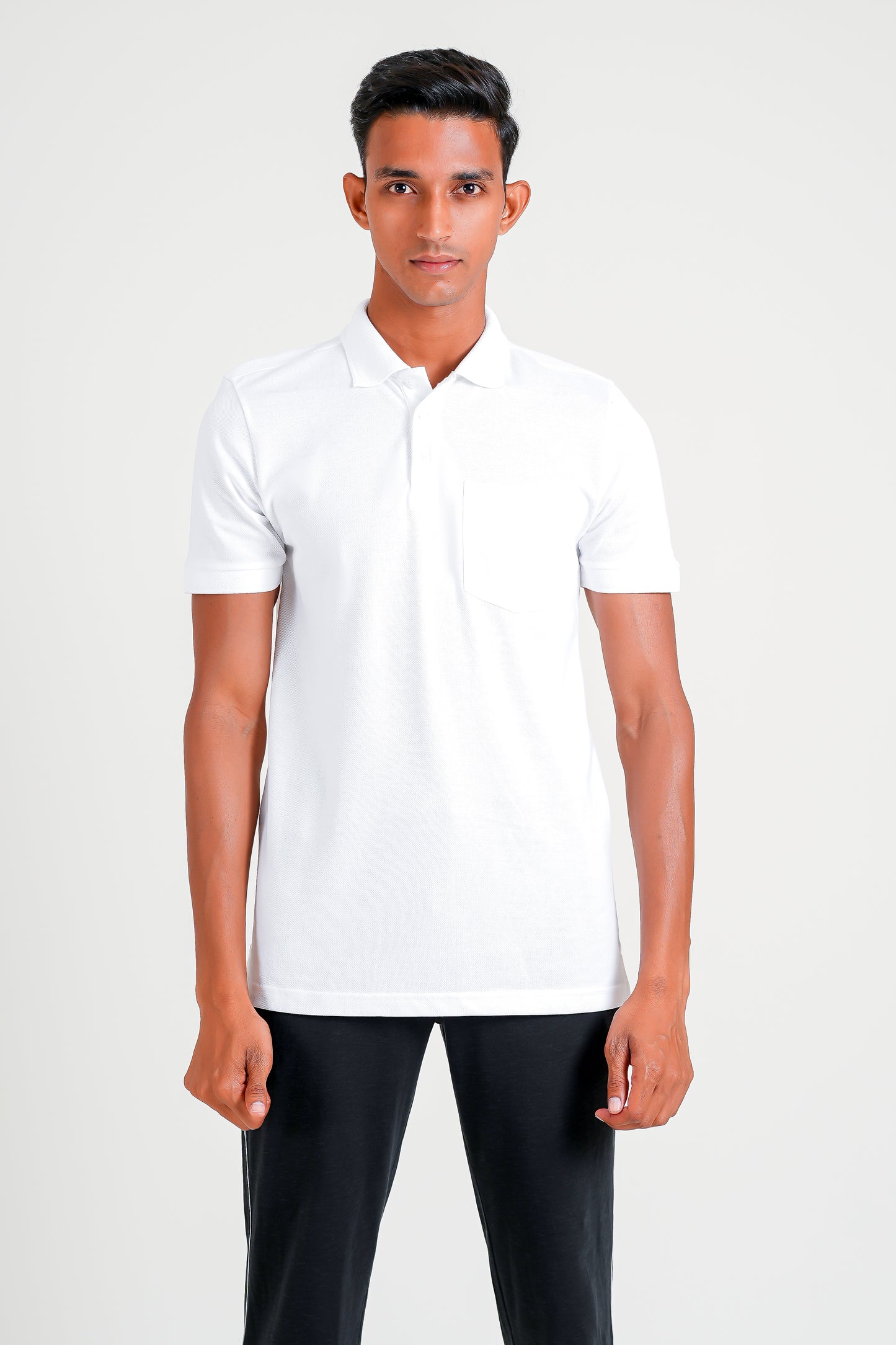 Ecolove Men's Plain Polo T-shirt - White