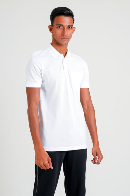 Ecolove Men's Plain Polo T-shirt - White