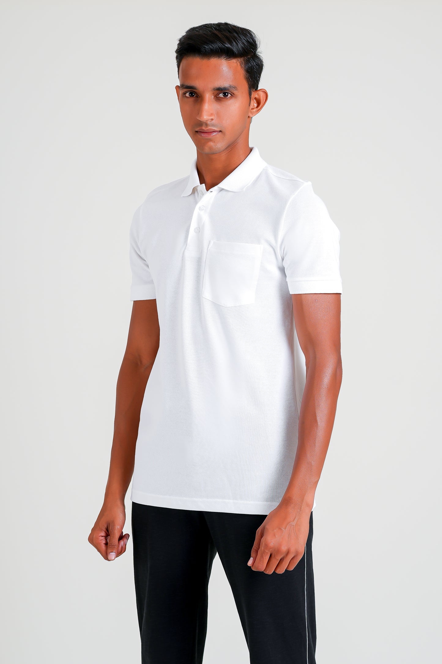 Ecolove Men's Plain Polo T-shirt - White