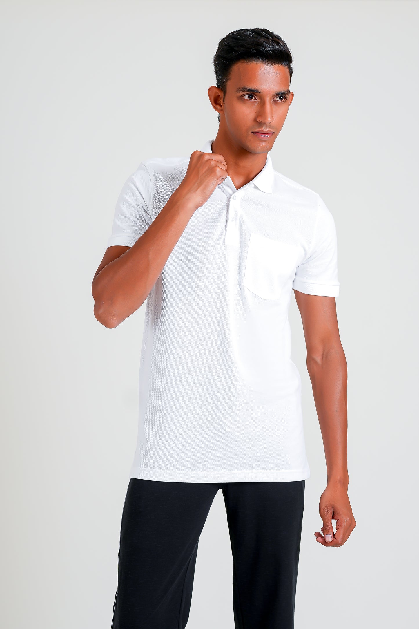 Ecolove Men's Plain Polo T-shirt - White