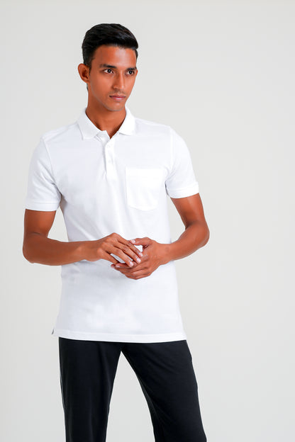 Ecolove Men's Plain Polo T-shirt - White